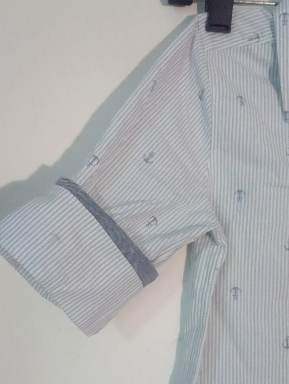 OshKosh B'gosh Blue and White Striped Button-Down Shirt  5T NWT $28 Anchor Print